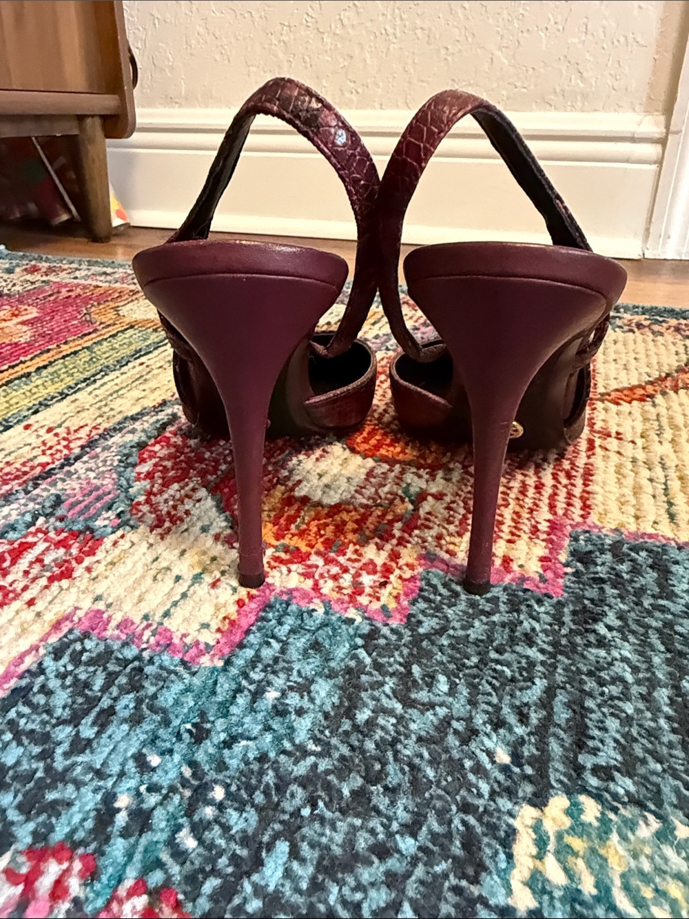 MICHAEL Michael Kors Burgundy Snake-Print Slingback Heels - Picture 3 of 7
